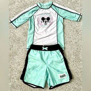 Disney Mickey Mouse Swim Set Store Rashguard &Trunks SIZE 5-6 - Kids